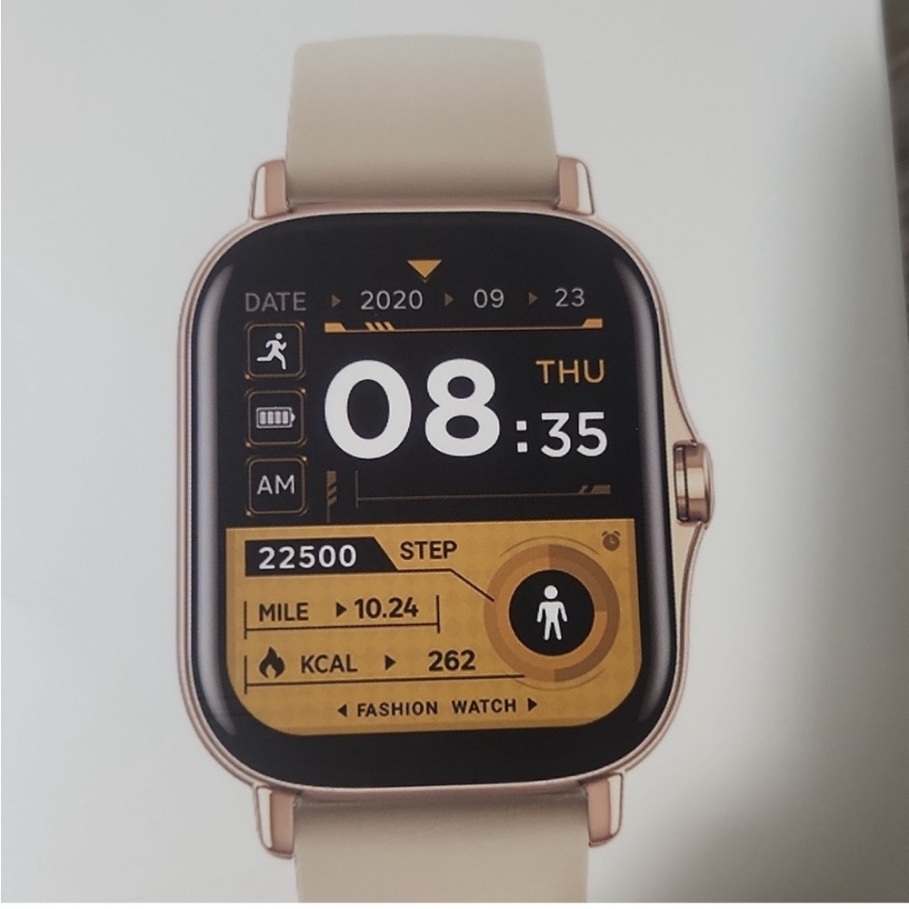 Smart Watch with Orangeish Band.